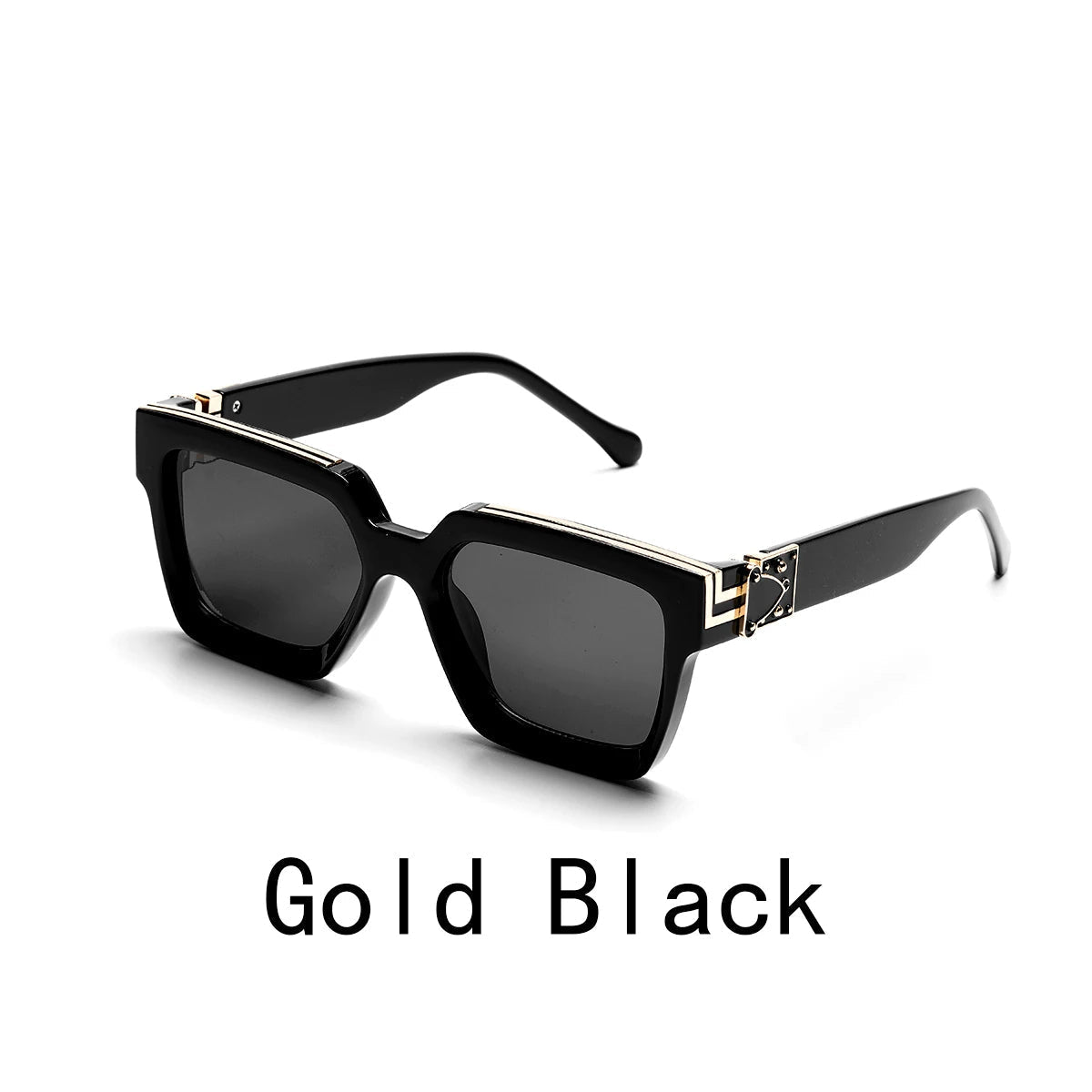 Retro Black Millionaire Shades – Luxury Designer Square Sunglasses for Men and Women, Trendy 2024 Style