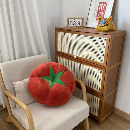 Tomato-Shaped Cushion – Thickened Round Pillow for Window Seat or Bedroom with a Fun Vegetable Design