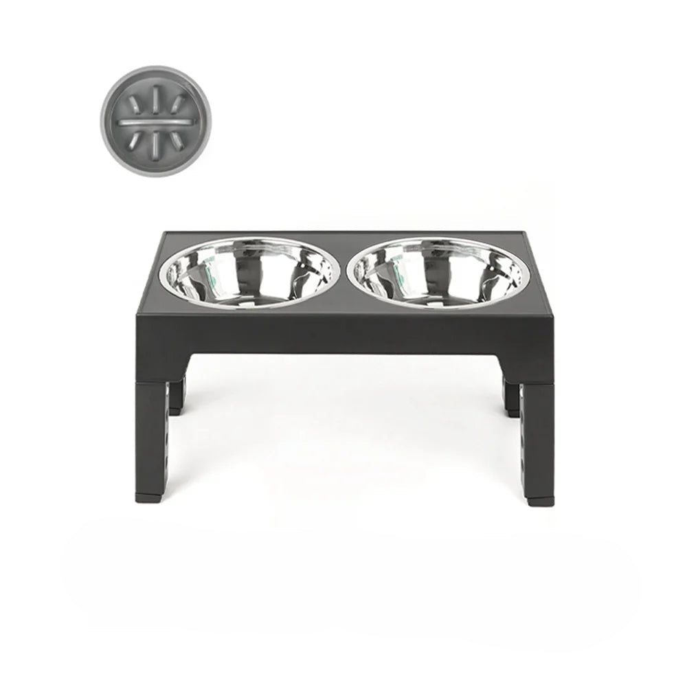 Elevated Stainless Steel Pet Bowls – Neck Support Design to Prevent Overturning and Slow Feeding