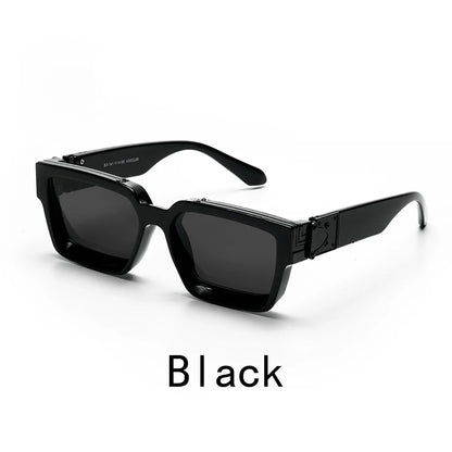 Retro Black Millionaire Shades – Luxury Designer Square Sunglasses for Men and Women, Trendy 2024 Style