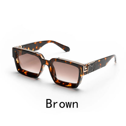 Retro Black Millionaire Shades – Luxury Designer Square Sunglasses for Men and Women, Trendy 2024 Style