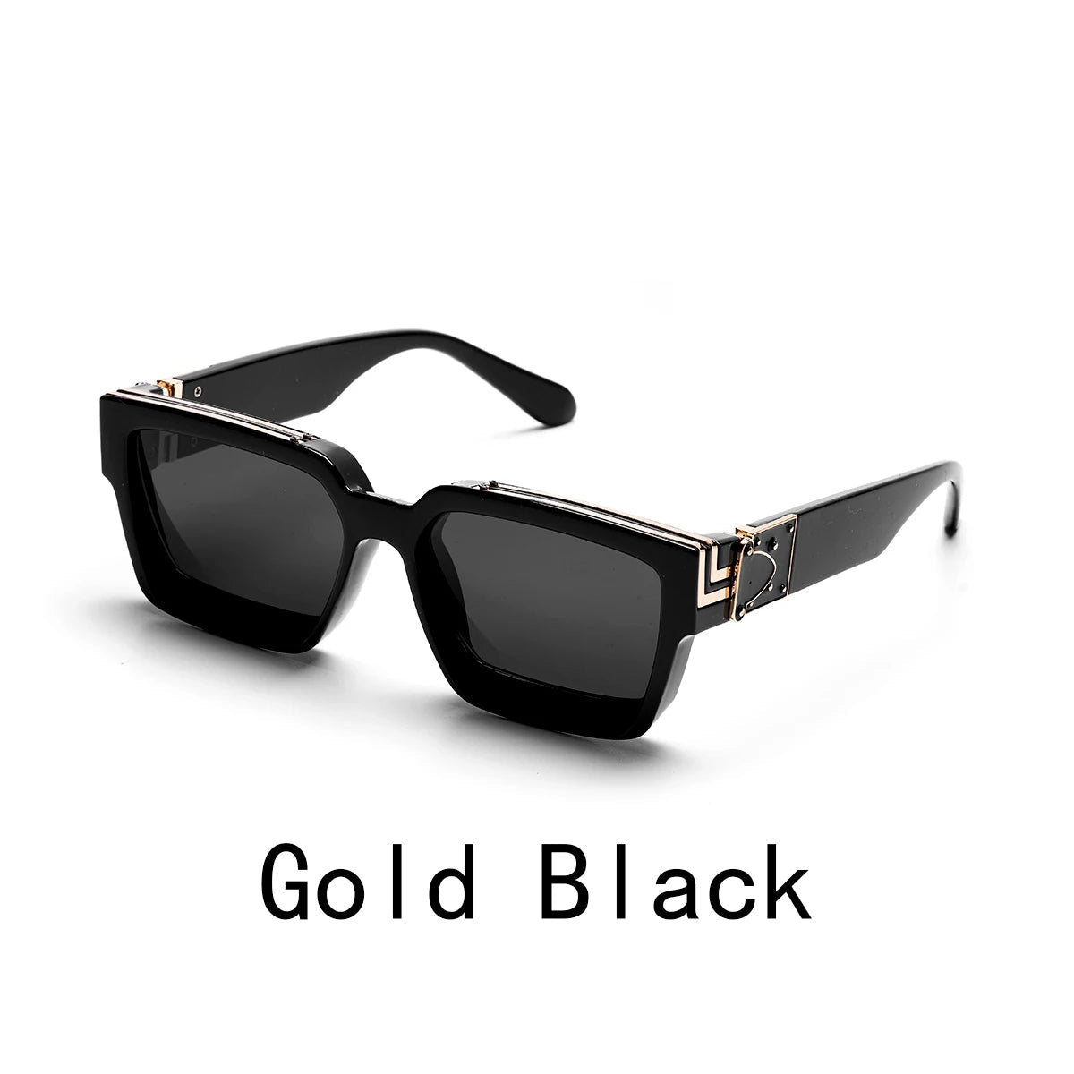 Retro Black Millionaire Shades – Luxury Designer Square Sunglasses for Men and Women, Trendy 2024 Style