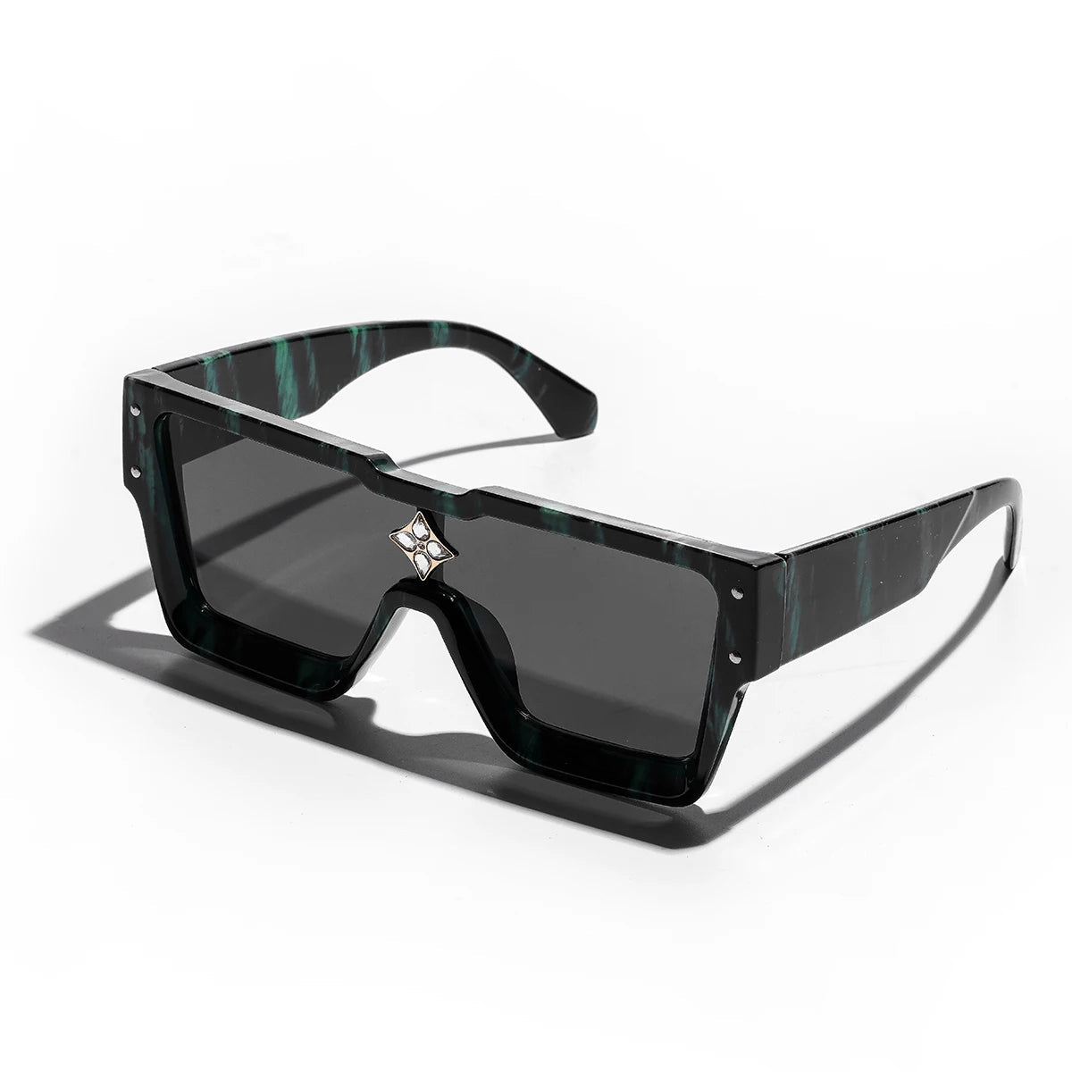Retro Black Millionaire Shades – Luxury Designer Square Sunglasses for Men and Women, Trendy 2024 Style