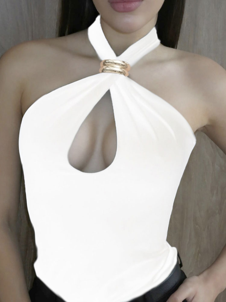 Women’s Sexy Hollow Backless Cropped Vest – Y2K Twist Patchwork Tank Top for Summer Fashion Style