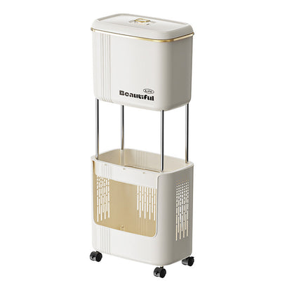 Movable Kitchen Trash Can with Lid – Double-Layer Narrow Storage Bin, Anti-Odor Design for Home and Recycling Use