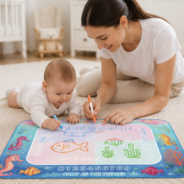 Water Doodle Drawing Mat - Reusable Educational Painting Toy for Toddlers, Creative Learning and Mess-Free Fun