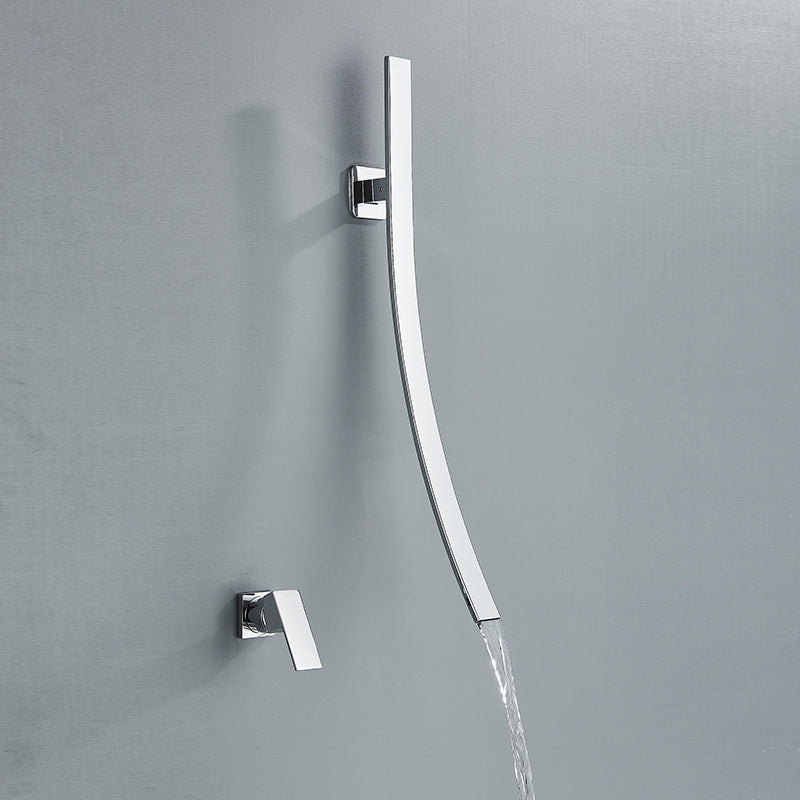 Wall-Mounted Single Handle Bathroom Basin Mixer Faucet – 70cm Black Single Handle Sink Tap, Hot-Cold Water Mixer