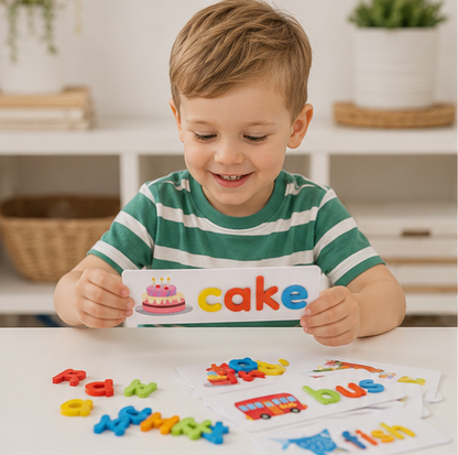 Wooden Alphabet Learning Toy - Educational Spelling Activity Set for Preschool Literacy and Cognitive Development