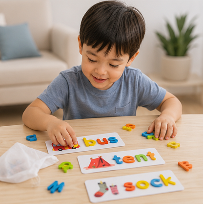 Wooden Alphabet Learning Toy - Educational Spelling Activity Set for Preschool Literacy and Cognitive Development