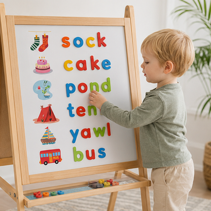 Wooden Alphabet Learning Toy - Educational Spelling Activity Set for Preschool Literacy and Cognitive Development