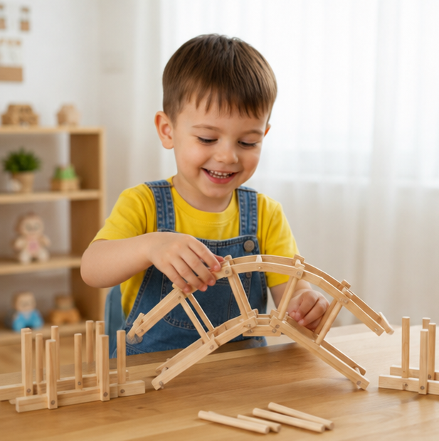 Wooden Bridge Building Block Kit – DIY Science Construction Model for Kids STEM Learning, Creative Assembly and Educational Play