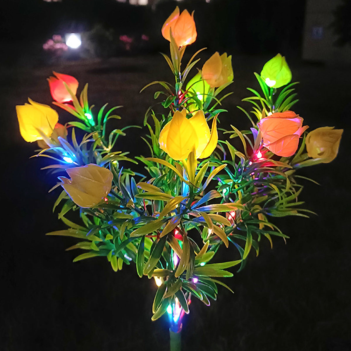 Solar LED Gardenia Flower Lights – IP65 Waterproof Outdoor Yard & Pathway Ambience Lamps