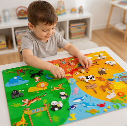 Zoo Animal Felt Story Board - Montessori Storytelling Activity Set for Interactive Learning and Imaginative Play