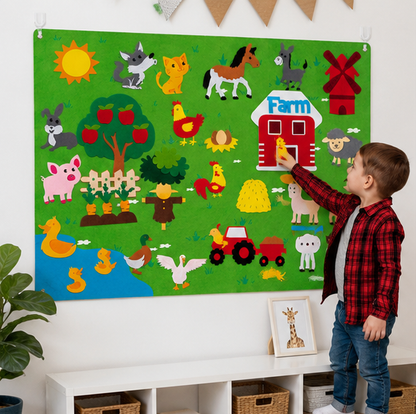 Zoo Animal Felt Story Board - Montessori Storytelling Activity Set for Interactive Learning and Imaginative Play