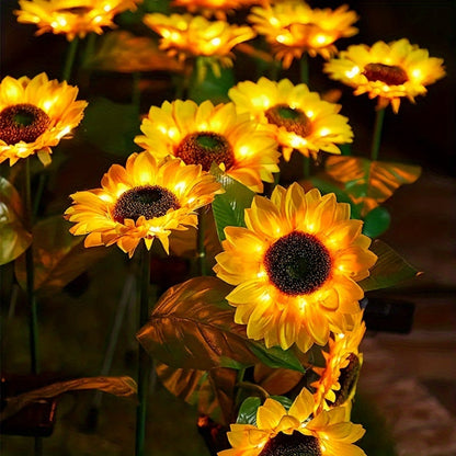 Solar Sunflower Garden Lights – 3-Head Decorative Outdoor LED Lamps with Auto On/Off for Yard, Lawn, and Pathway Décor