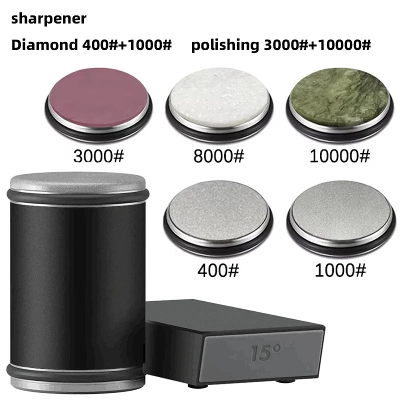 Rolling Knife Sharpener & Magnetic Holder Set – Diamond Sharpening Stone with 15° & 20° Angle Roller for Effortless Blade Perfection