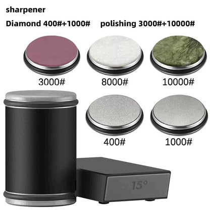 Rolling Knife Sharpener & Magnetic Holder Set – Diamond Sharpening Stone with 15° & 20° Angle Roller for Effortless Blade Perfection