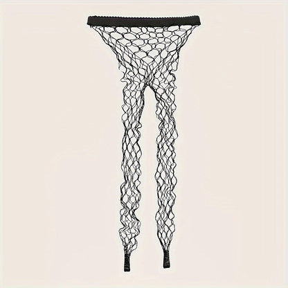 High-Waisted Plus Size Fishnet Tights – 2 Pairs Stretchy Lace Hollow Knit Design Ideal for Cosplay, Parties, or Flirty Street Style