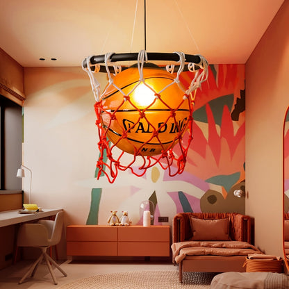 Art Deco Basketball Net Pendant Light – Matte Metal Chandelier Perfect for Game Room, Sports Bar, and Modern Home Lighting Décor