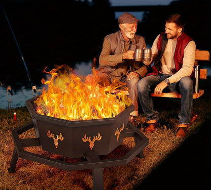 Heavy-Duty Octagonal Fire Pit – Backyard and Camping Ready Outdoor Heating with Durable Construction for Warm, Cozy Gatherings Anywhere