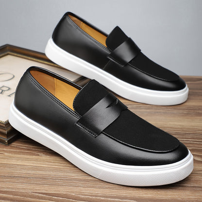 Men’s Casual Slip-On Sneakers – Low-Top Skate Shoes with PU Upper, Rubber Sole & Round Toe Design for Everyday Wear