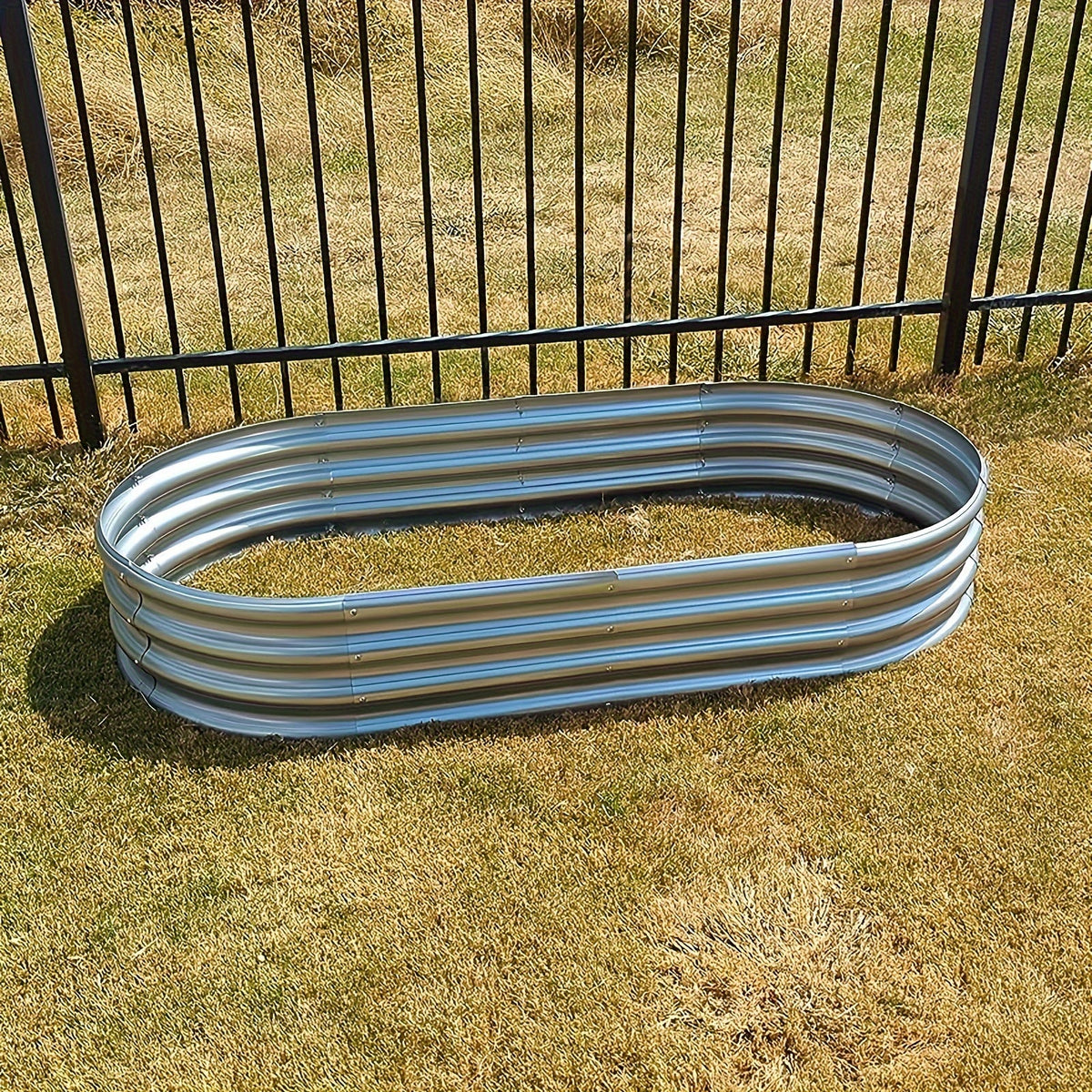 Galvanized Oval Raised Garden Bed Kit – Weather-Resistant, Durable Outdoor Planter Box for Lush Vegetable and Flower Gardening