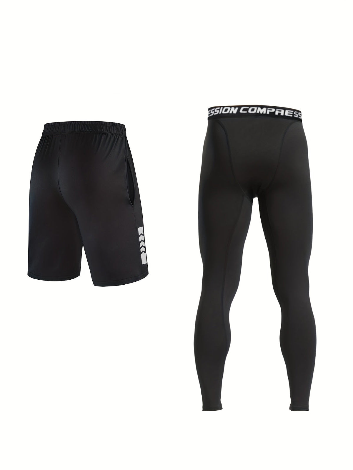 Men’s 2-Piece Sports Set – Running Training Shorts with Compression Tights, Quick-Dry Activewear for Gym & Basketball