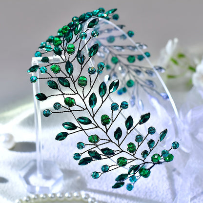 Emerald Rhinestone Hairband – High-End Carnival & Masquerade Headpiece for Elegant Ladies Seeking Glamorous Hair Accessories