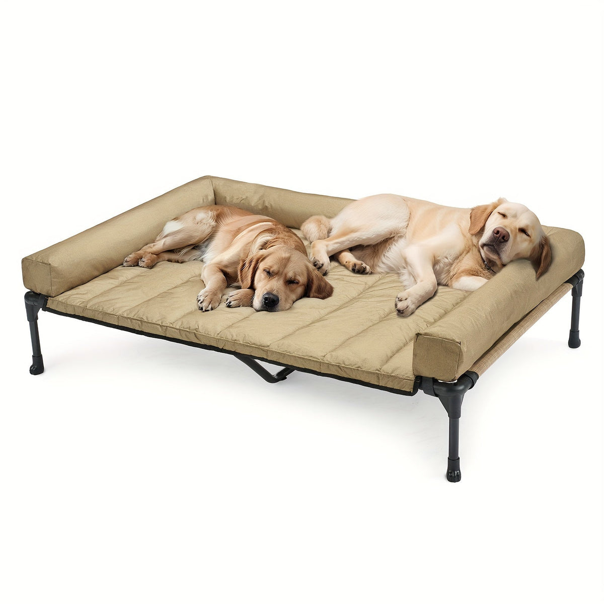 Raised Breathable Cooling Elevated Dog Bed with Pillow-Top – Mesh Bolster Pet Cot for Indoor/Outdoor Summer Comfort & Joint Support