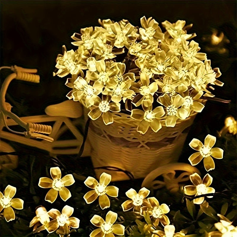 Solar Powered Cherry String Lights – Energy-Saving Outdoor Decorative LED Lamps for Garden, Patio, Holiday, and Party Ambience