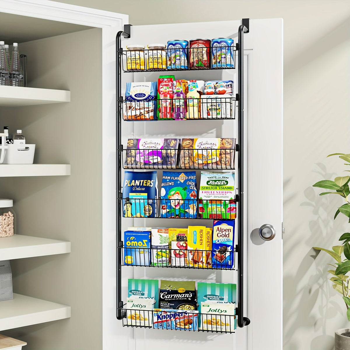 Over the Door Pantry Organizer – Space-Saving Multi-Tier Storage Rack for Kitchen, Bathroom, or Closet Organization with Sturdy Adjustable Hooks for Easy Setup