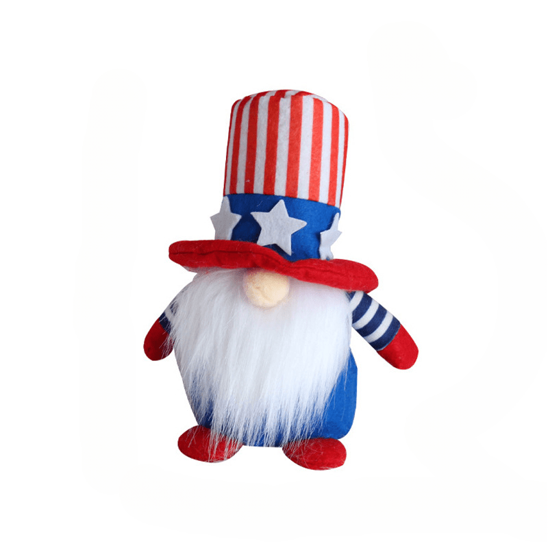 Patriotic Independence Day Gnome Plush Doll – Stars and Stripes Decorative Dwarf for 4th of July Home Displays
