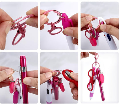 1 Set/6pcs Nurse Pen Set Badge Reel Holder Accessories Clip - Retractable Mini Nursing Ball Pen Permanent Marker Highlighter Foldable Scissors Work Student Office Hospital for Nurses Coworkers