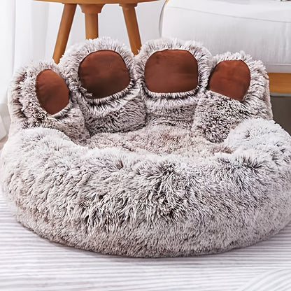 Plush Bear Paw Pet Bed - 6 Color Extra Large, Cozy All-Season Nest for Cats & Dogs, No Assembly Needed