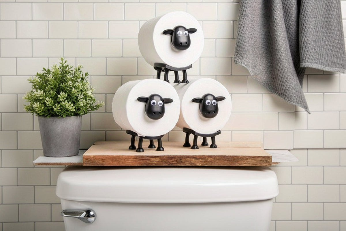 Cute Sheep Shaped Tissue Holder - Self Standing, Durable Plastic, Perfect for Bathroom Use. The Bathroom Tissue Holder Is Perfect for Organizing Tissue Rolls And Adding Cute Decorations