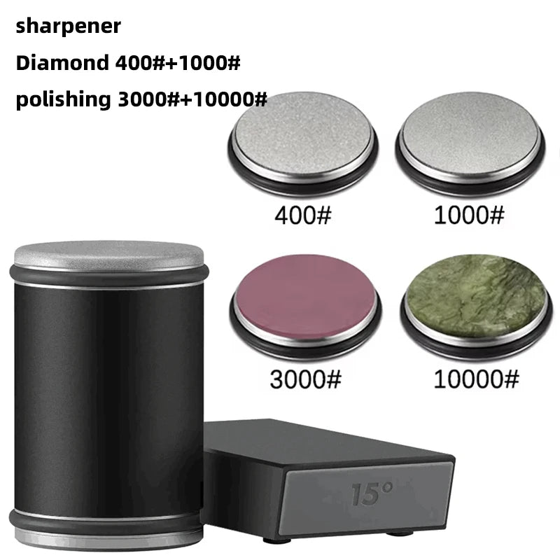 Rolling Knife Sharpener & Magnetic Holder Set – Diamond Sharpening Stone with 15° & 20° Angle Roller for Effortless Blade Perfection