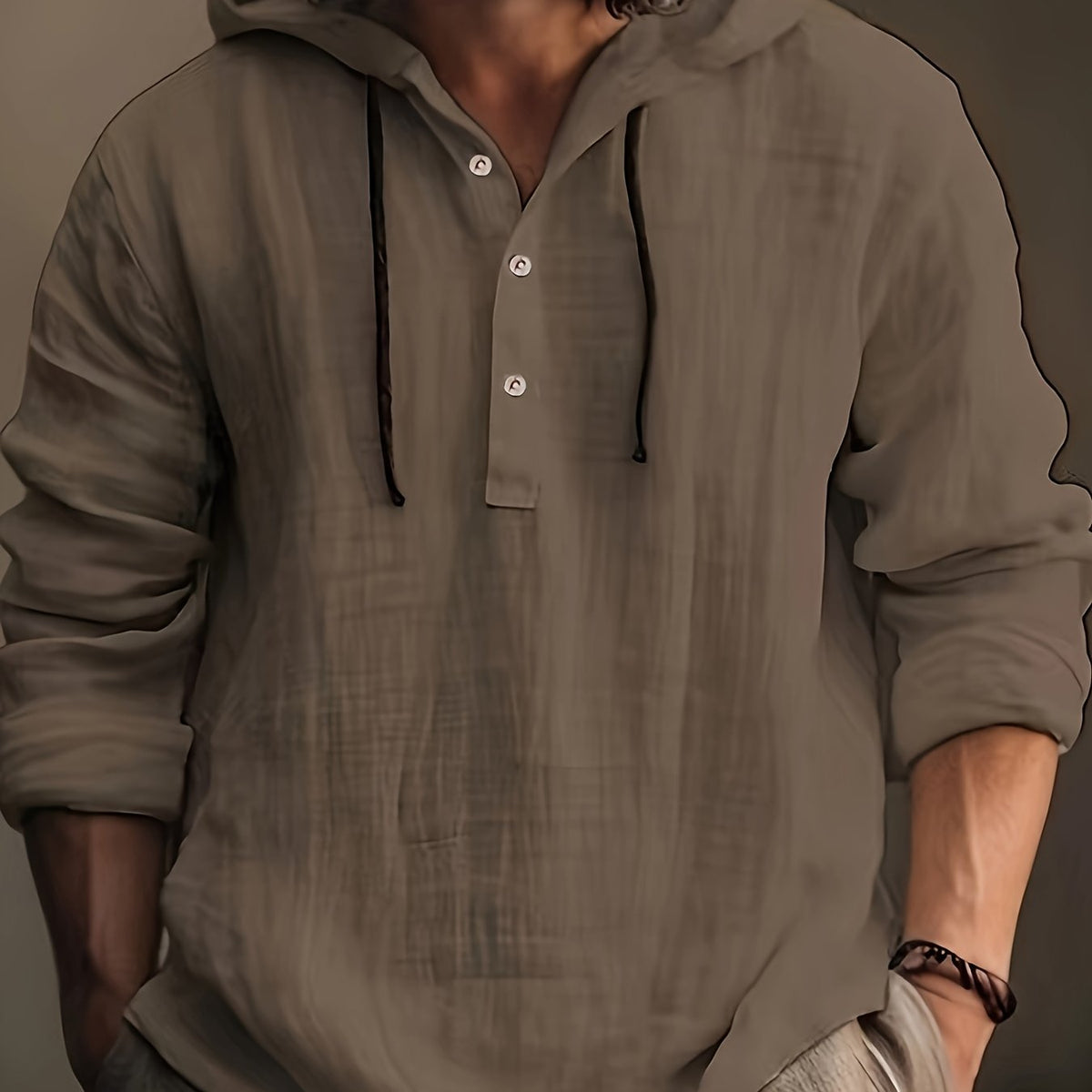 Men’s Cotton Hooded Shirt – Long Sleeve Casual Sweatshirt Top for Comfortable Spring and Autumn Daily Wear
