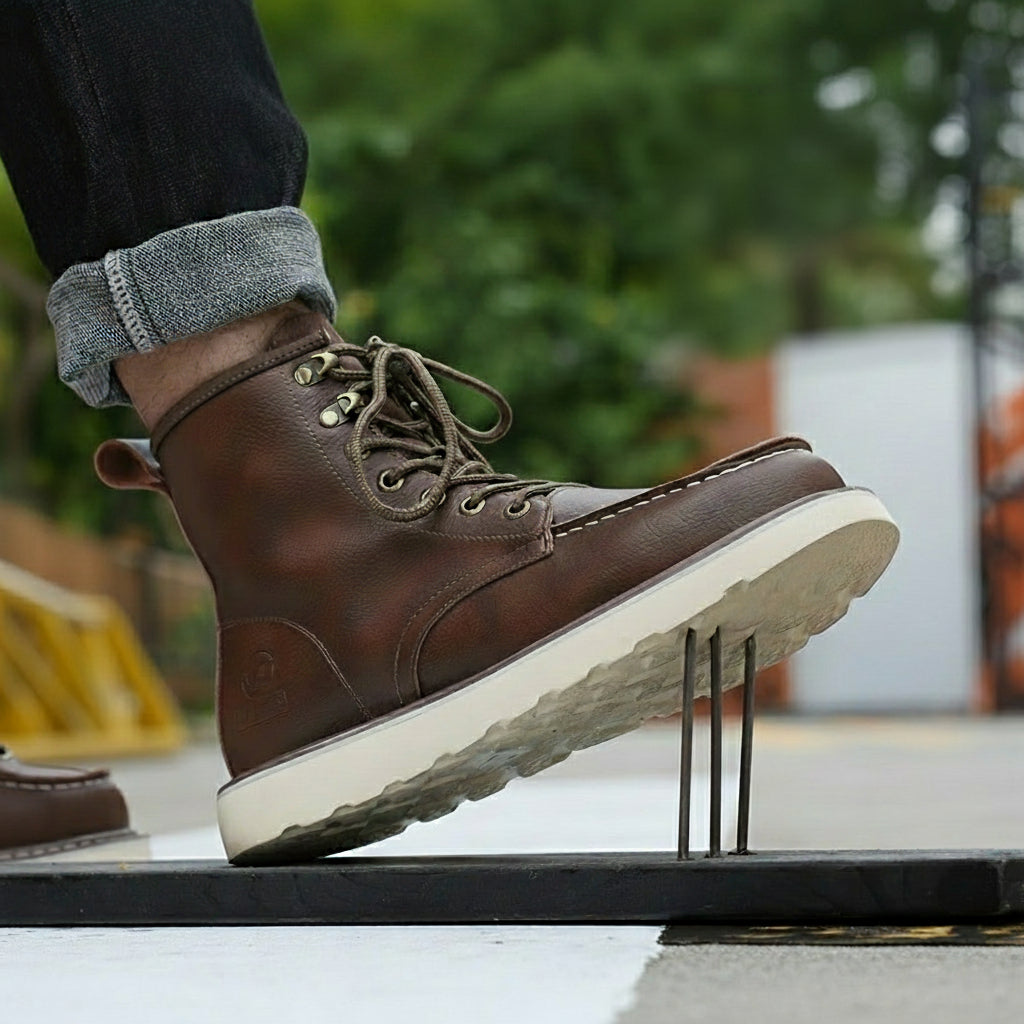 Men’s Classic High-Top Work Boots – Anti-Smash & Anti-Pierce Safety Shoes with Retro Outdoor Design