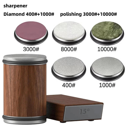 Rolling Knife Sharpener & Magnetic Holder Set – Diamond Sharpening Stone with 15° & 20° Angle Roller for Effortless Blade Perfection