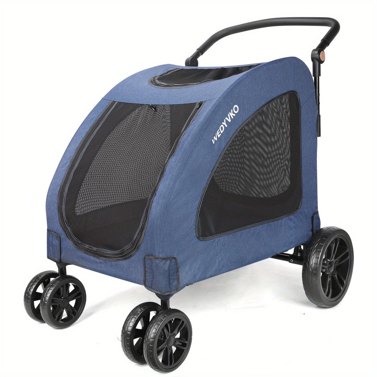 Spacious Heavy-Duty Pet Stroller – 120lb Capacity Dog & Cat Travel Stroller with 360° Wheels, Mesh Panels & One-Step Folding Design for Outdoor Adventures