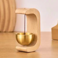 Wireless Door Chime with Brass Bell and Wooden Frame
