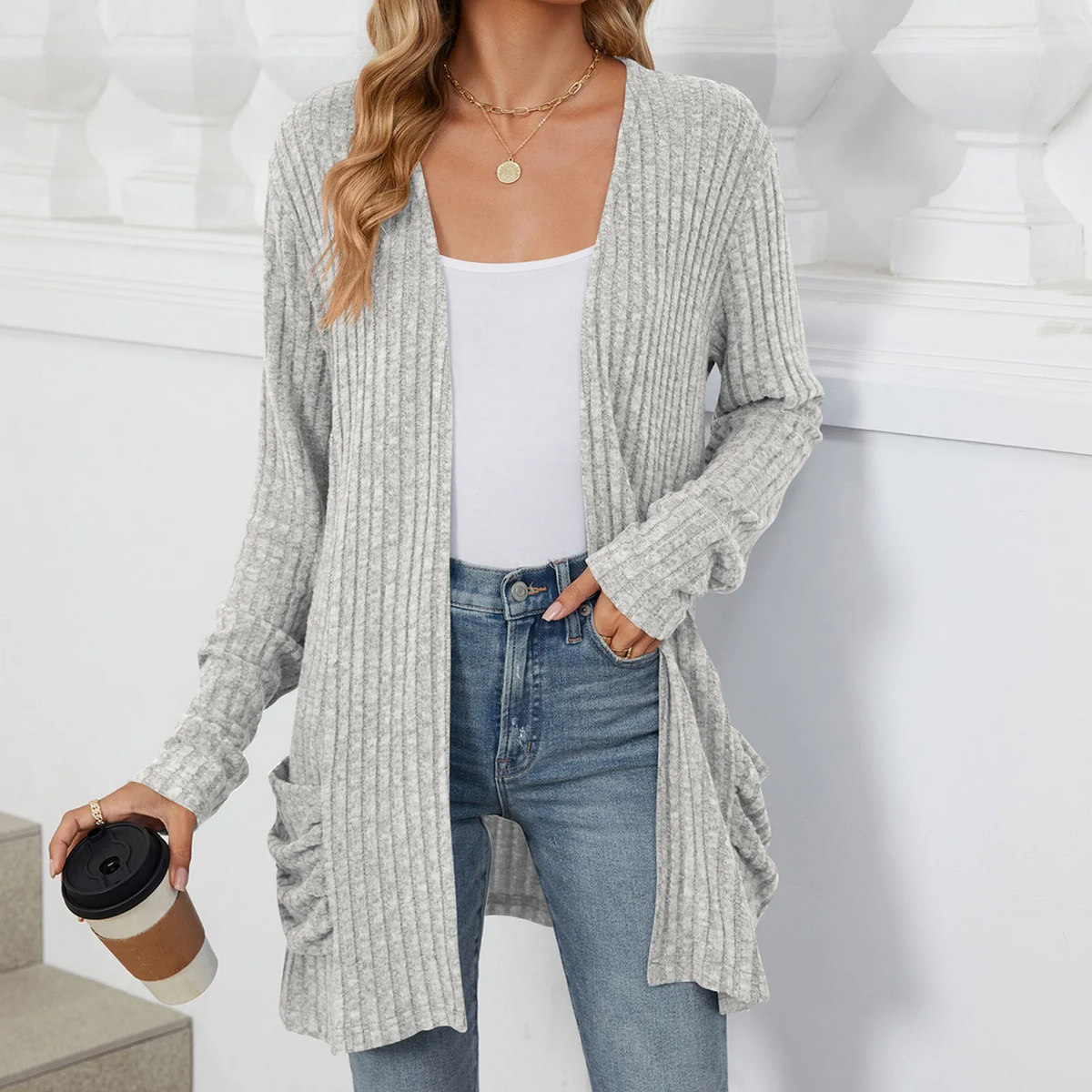 Solid Color Boho-Inspired Crochet Cardigan – Lightweight 3/4 Sleeve Kimono Style for Casual Chic Layering and Comfort