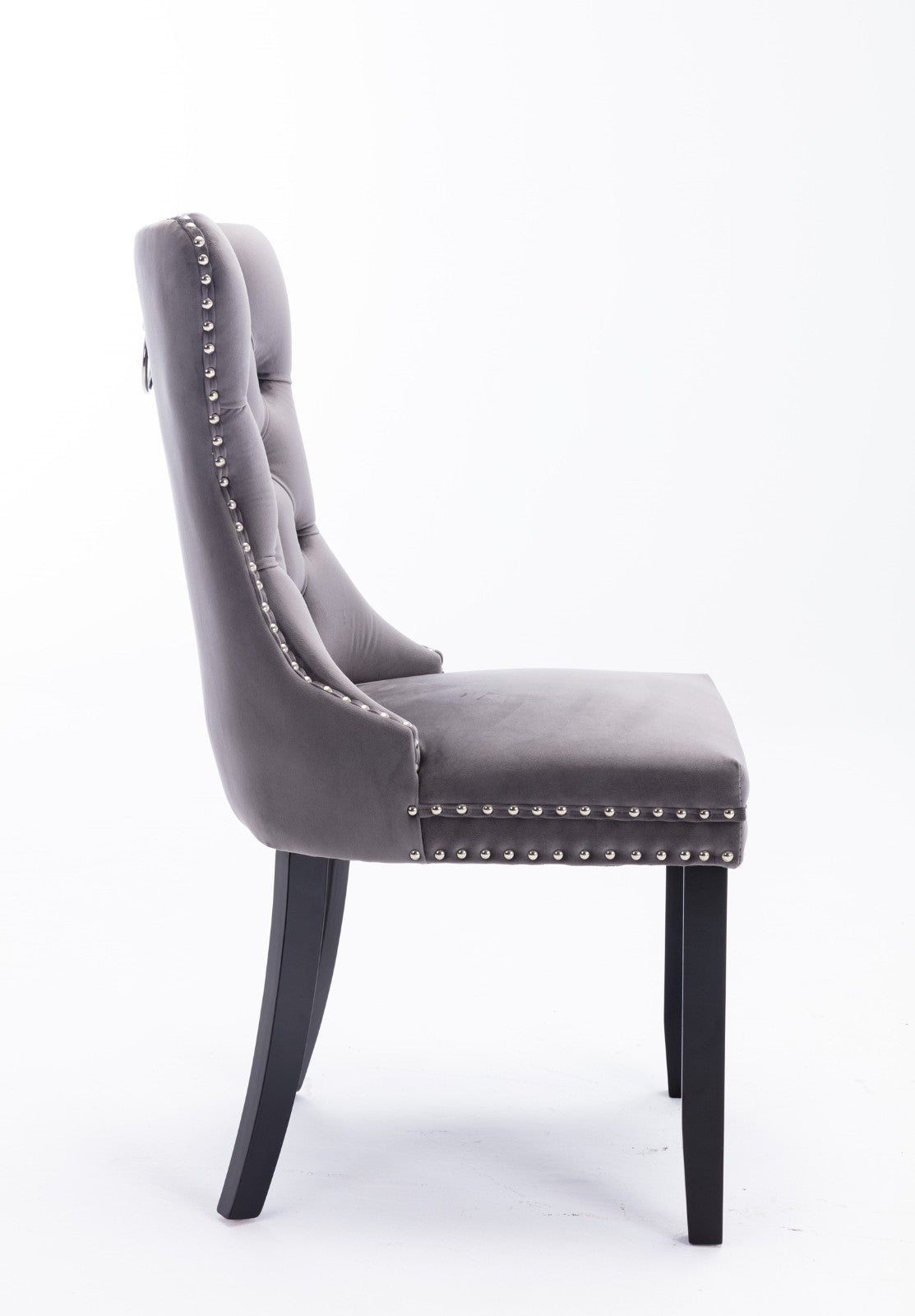 A&A Furniture Modern High-End Plush Solid Wood Velvet Soft Cushion Dining Chair with Wooden Legs and Nailhead Trim, 2-Piece Set