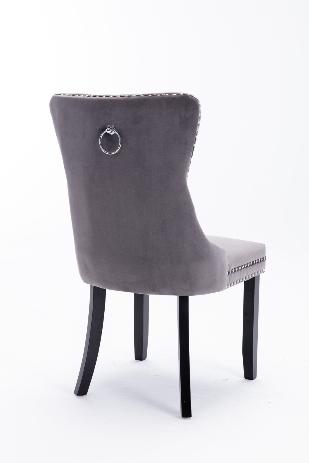 A&A Furniture Modern High-End Plush Solid Wood Velvet Soft Cushion Dining Chair with Wooden Legs and Nailhead Trim, 2-Piece Set