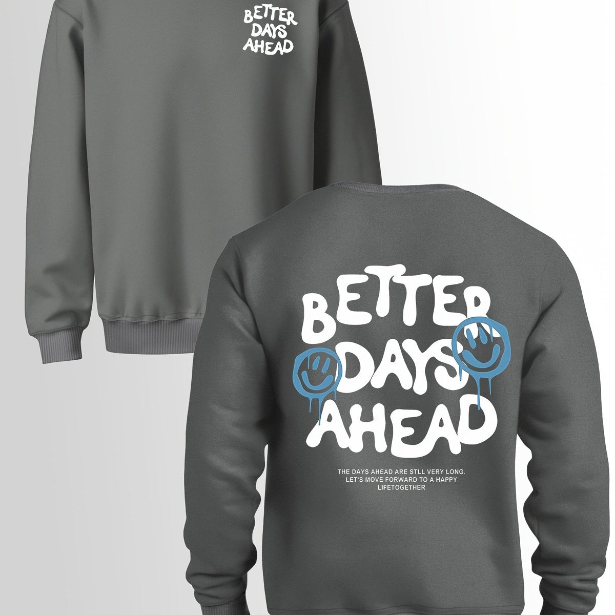 Better Days Ahead Men’s Hoodie – Casual Crew Neck Sweatshirt with Geometric Design for Street & Retro Looks