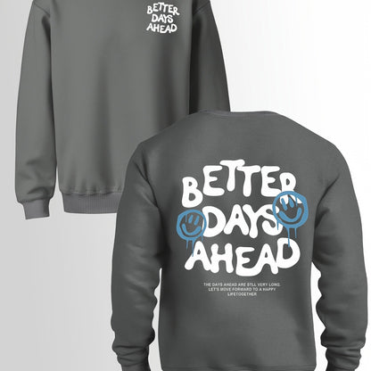 Better Days Ahead Men’s Hoodie – Casual Crew Neck Sweatshirt with Geometric Design for Street & Retro Looks