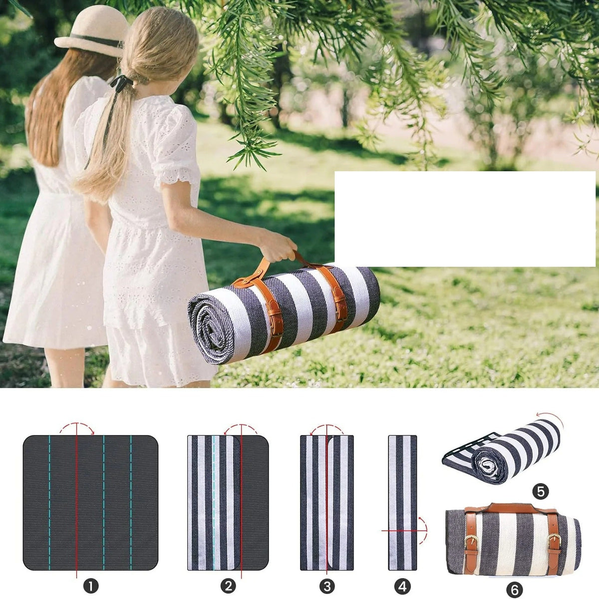 Waterproof Foldable Picnic Blanket – Extra Large 3-Layer Outdoor Blanket for Camping, Beaches, Parks, Grass, or Indoors, Comfortable and Portable Travel Essential