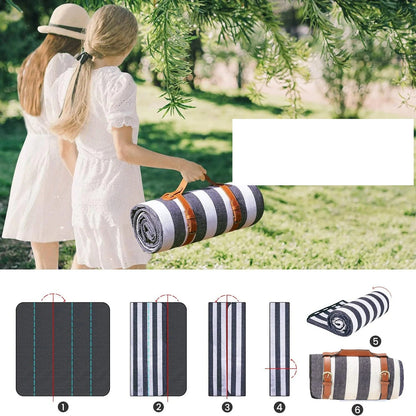 Waterproof Foldable Picnic Blanket – Extra Large 3-Layer Outdoor Blanket for Camping, Beaches, Parks, Grass, or Indoors, Comfortable and Portable Travel Essential