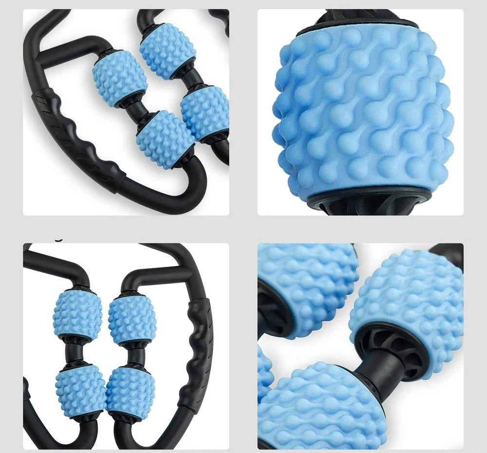Foam Roller Massager – Manual Dual-Angle 4-Wheel Muscle Roller for Legs and Arms, Relieves Tension, Improves Recovery, and Enhances Blood Circulation Naturally