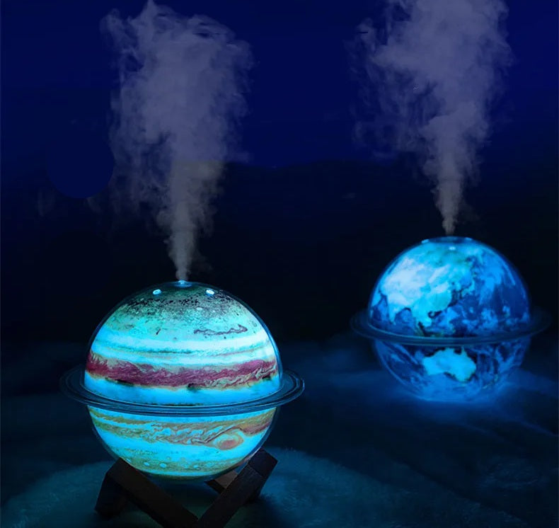 Galaxy Humidifier with Colorful Lights – USB Air Humidifier with Large Spray Output, Night Light Function, and Relaxing Atmosphere for Bedrooms, Homes, and Office Use